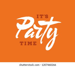 Party vector text. Lettering with paint brush texture. Freehand typography design