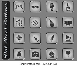 Party vector web icons on the flat steel buttons
