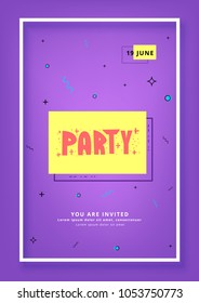 Party vertical poster template. Event flyer invitation. Vector illustration.