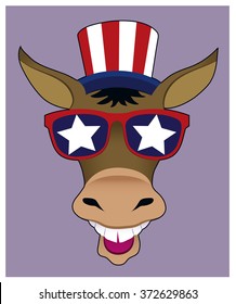 Party Vote / A donkey wears an American top hat