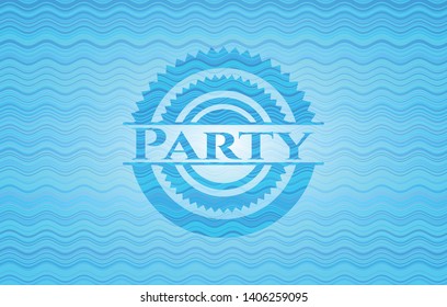 Party water concept badge. Vector Illustration. Detailed.