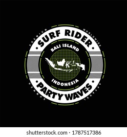 party waves surf rider bali indonesia vintage