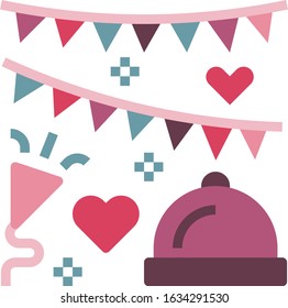 Party - Wedding icon set. High quality flat vector illustration for website and mobile application.