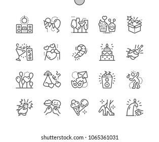 Party Well-crafted Pixel Perfect Vector Thin Line Icons 30 2x Grid for Web Graphics and Apps. Simple Minimal Pictogram