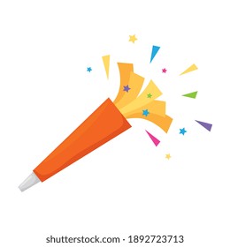 Party whistle with confetti design, celebration event happy birthday holiday and surprise theme Vector illustration