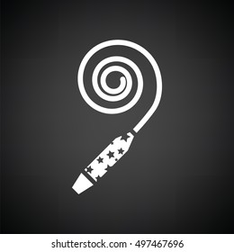 Party whistle icon. Black background with white. Vector illustration.