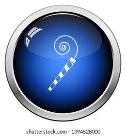 Party Whistle Icon. Glossy Button Design. Vector Illustration.