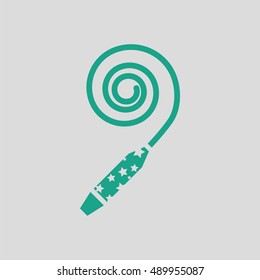 Party whistle icon. Gray background with green. Vector illustration.