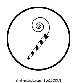 Party whistle icon. Thin circle design. Vector illustration.