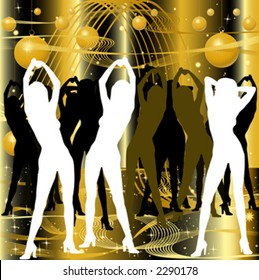 party with women silhouettes dancing