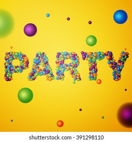 party word consisting of colored 3d particles. Vector illustration, EPS 10