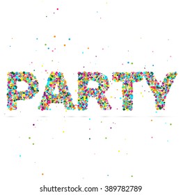 party word consisting of colored particles