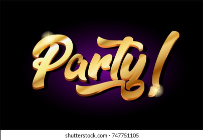 party word text logo in gold golden 3d metal beautiful typography suitable for banner brochure design