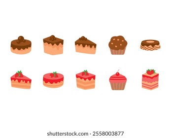 Party Yummy Cake Illustration Set