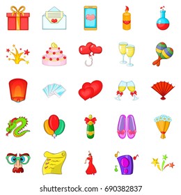 Partying icons set. Cartoon set of 25 partying vector icons for web isolated on white background