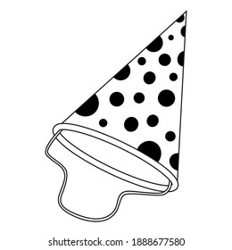 partys hat line vector illustration,
isolated on white background.Top view