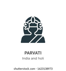Parvati glyph icon vector on white background. Flat vector parvati icon symbol sign from modern india collection for mobile concept and web apps design.