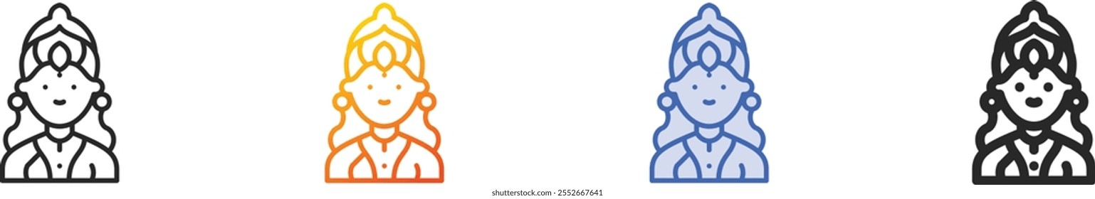 parvati icon.Thin Linear, Gradient, Blue Stroke and bold Style Design Isolated On White Background