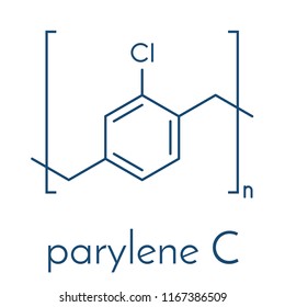 Parylene C polymer, chemical structure. Skeletal formula.