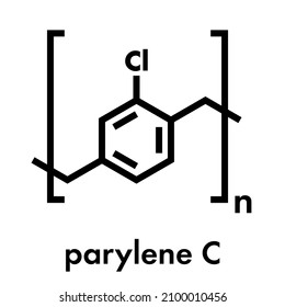 Parylene C polymer, chemical structure. Skeletal formula.