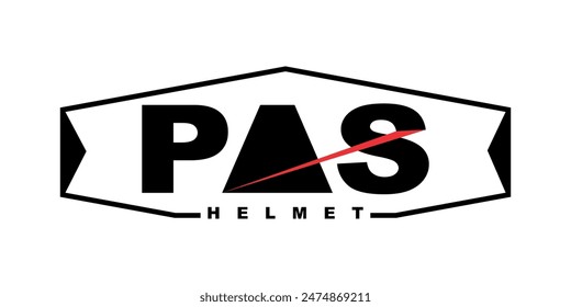 PAS HELMET text, black simple, Product icon design.