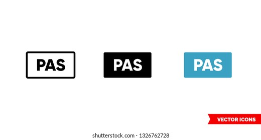 PAS icon of 3 types: color, black and white, outline. Isolated vector sign symbol.