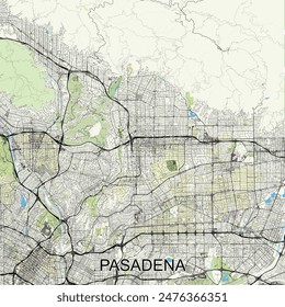 Pasadena, California, USA map poster art