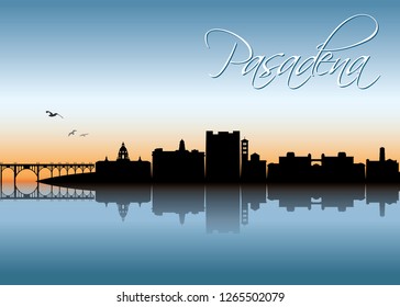 Pasadena skyline - California, United States of America, USA - vector illustration