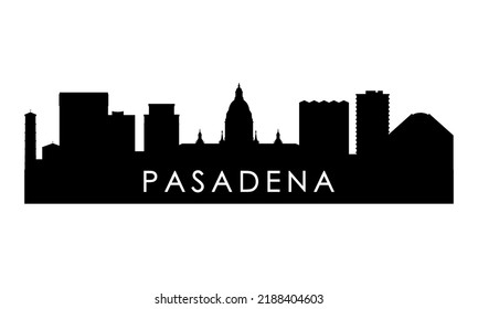 Pasadena skyline silhouette. Black Pasadena city design isolated on white background. 