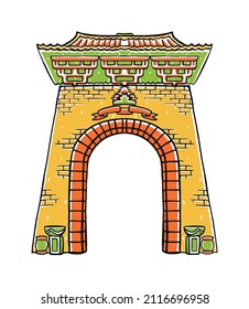 pasar baru jakarta in flat design style