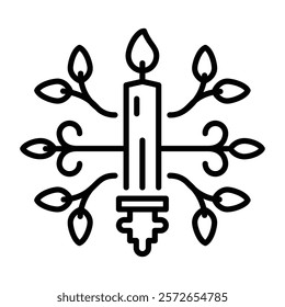 Paschal candle icon in linear style 