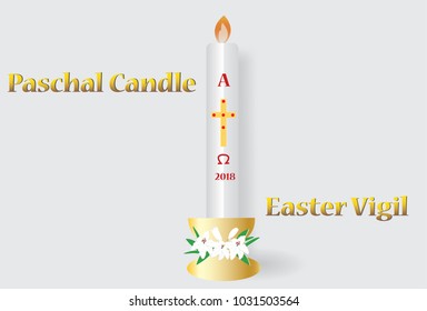 Paschal Candle Vector Image.