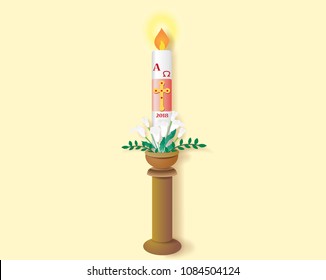 Paschal Candle Vector Image.