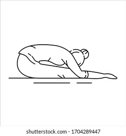 Paschimottanasana black line icon. Bending forward to touch their knees with their hands. Pictogram for web page, mobile app, promo. UI UX GUI design element. Editable stroke