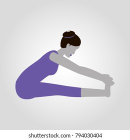 Paschimottanasana yoga isolated flat vector icon pose