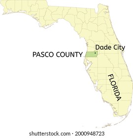 Pasco County And Dade City Location On Florida Map