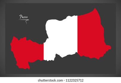 Pasco map with Peruvian national flag illustration