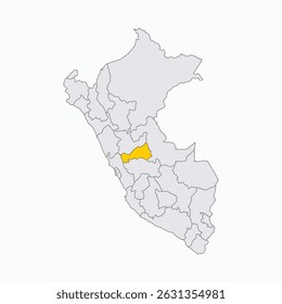 Région de Pasco mise en évidence sur la carte du Pérou