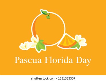 Pascua Florida Day vector. Feast of flowers. Easter season in Florida. Orange with flowers vector. Important day