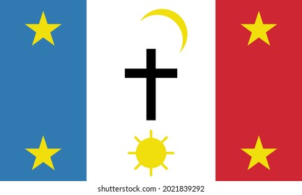 Pascua Yaqui Tribe flag in real proportions and colors, vector image