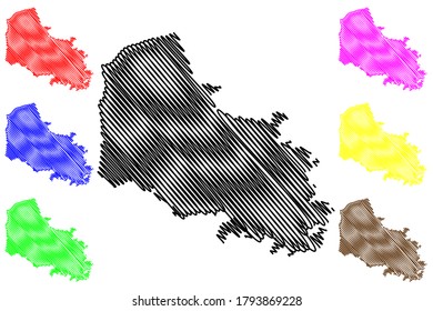 Pas-de-Calais Department (France, French Republic, Hauts-de-France region) map vector illustration, scribble sketch Pas de Calais map
