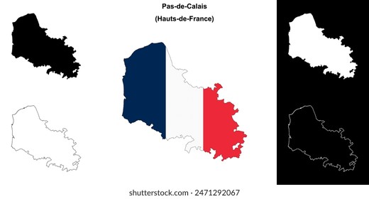 Pas-de-Calais department outline map set