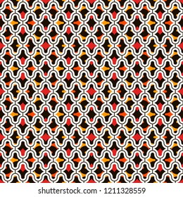 Paseo abstract ornament. Ethnic and tribal pattern. Mosaic tiles. African style seamless surface design. Repeated geometric figures wallpaper. Bright digital paper, textile print. Vector illustration 