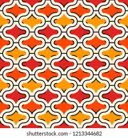 Paseo abstract ornament. Ethnic and tribal pattern. Mosaic tiles. African style seamless surface design. Repeated geometric figures wallpaper. Bright digital paper, textile print. Vector illustration 