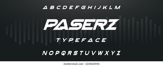 PASERZ Sports minimal tech font letter set.Minimal urban font. Typography with dot regular and number. minimalist style fonts set. vector illustration