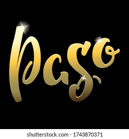 Paso. Hand written gold word "Paso" on a black background. Can be used for logo, flyer, invitation or t-shirt print. Vector 10 EPS.