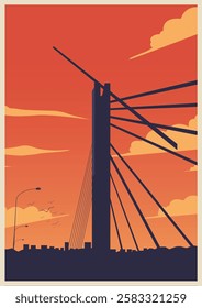 Pasopati Bandung bridge vector silhouette poster