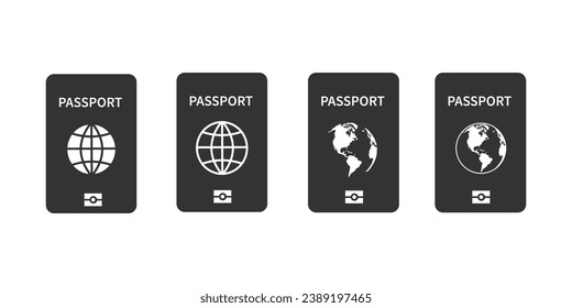 Pasport icon. Indentification document set vector ilustration.