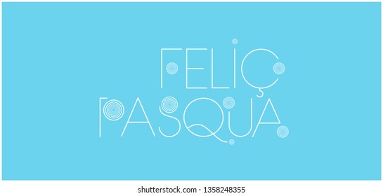 Feliç Pasqua - Happy Easter hand drawn lettering, written in Catalan, on pale blue background. Flat vector illustration for cards, posters, invitations, greetings, Easter design and decoration, web.