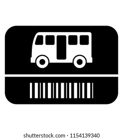 
A pass with barcode and bus strickered on it, notion of bus ticket 
